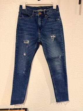 Ripped Dark Blue Skinny Jeans for Women